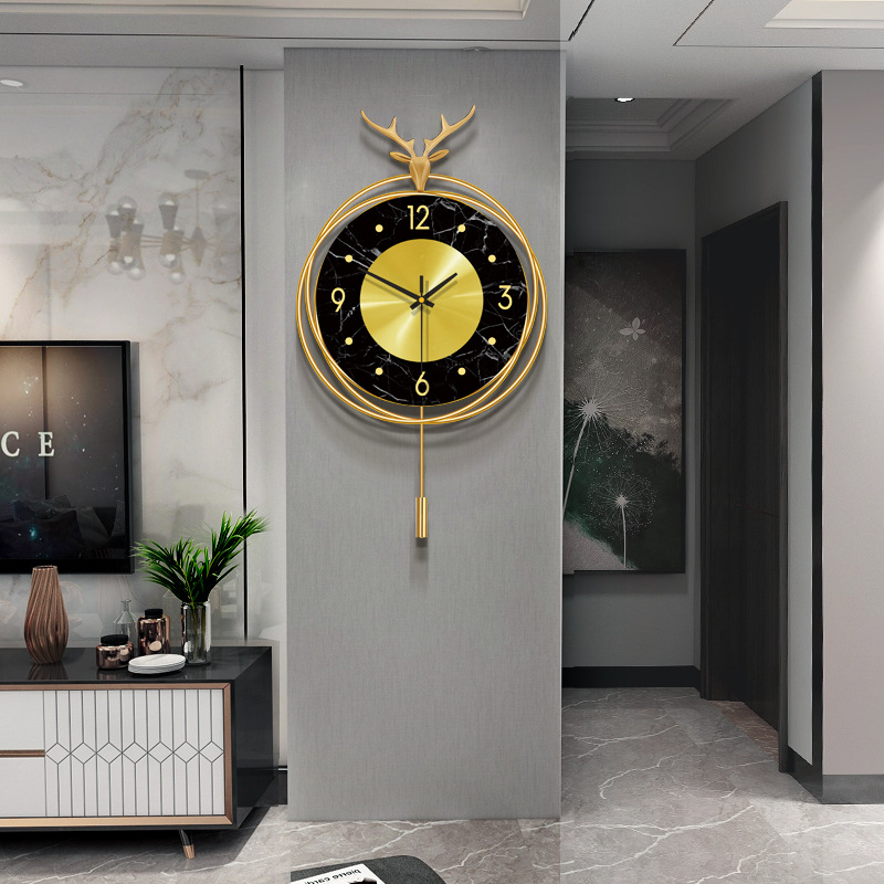 Luxury Lifestyle Fashion - นาฬิกาติดผนังหัวกวาง สไตล์หรูหรา สำหรับห้องนั่งเล่น ห้องนอน แฟชั่น สร้างสรรค์